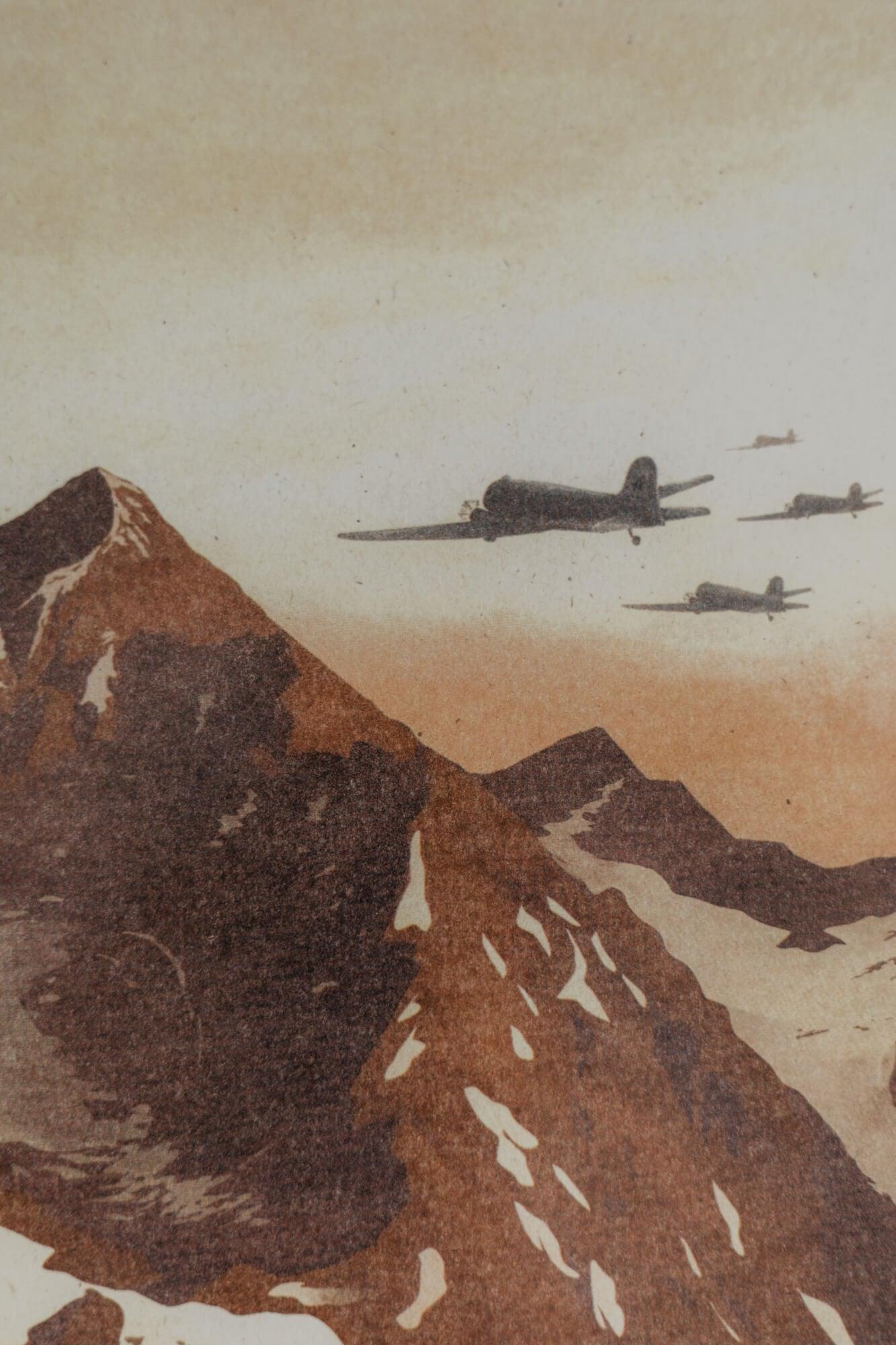 Poustr: Gerlachovský štít, Vysoké Tatry, SNP, Frenky Hříbal, LiLisunov Li-2, poctivý slovenský plagát, Československo, limitovaná kolekcia