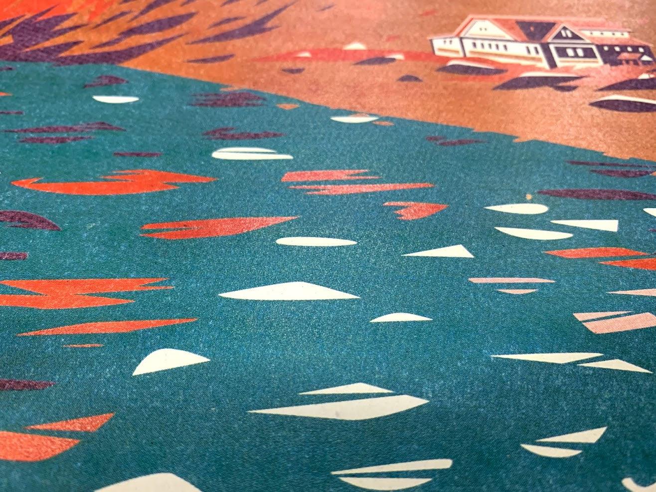 Poustr: Chata pri Zelenom plese, Adrián Macho, Brnčalka, Zelené pleso, Jastrabia veža, Jahňací štít, národný park, Vysoké Tatry, TANAP, poctivý slovenský plagát